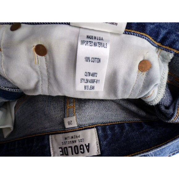 Agolde Womens 90s High Rise Loose Fit Distressed Blue Jeans Psyche Wash Size 28 - Picture 4 of 4